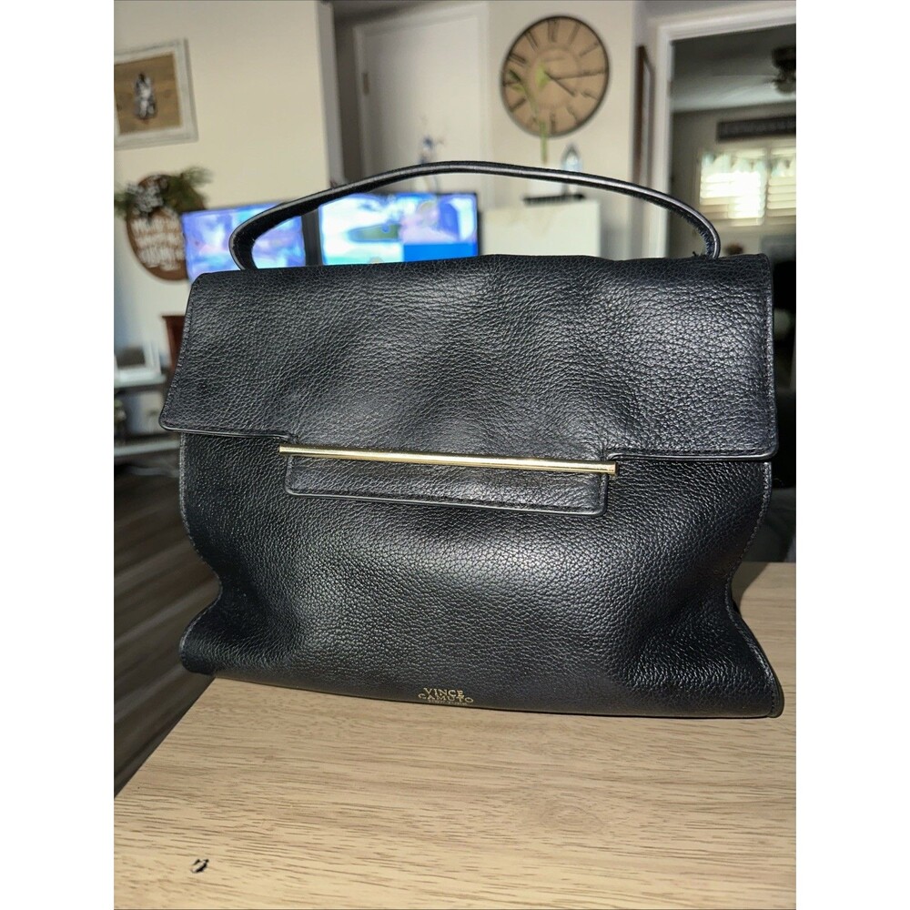 Vince Camuto Black Leather Adjustable Shoulder Bag